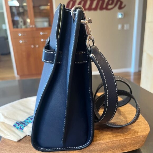 Tory Burch Lee Radziwill Double Bucket Navy Shoulder Bag - Picture 6 of 15